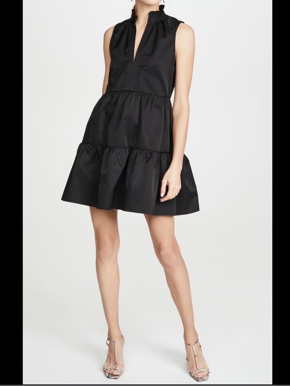 Amanda Uprichard Black Sleeveless Tiered Mini Dress